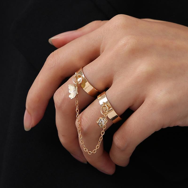 2 Finger Gold Butterfly Rings