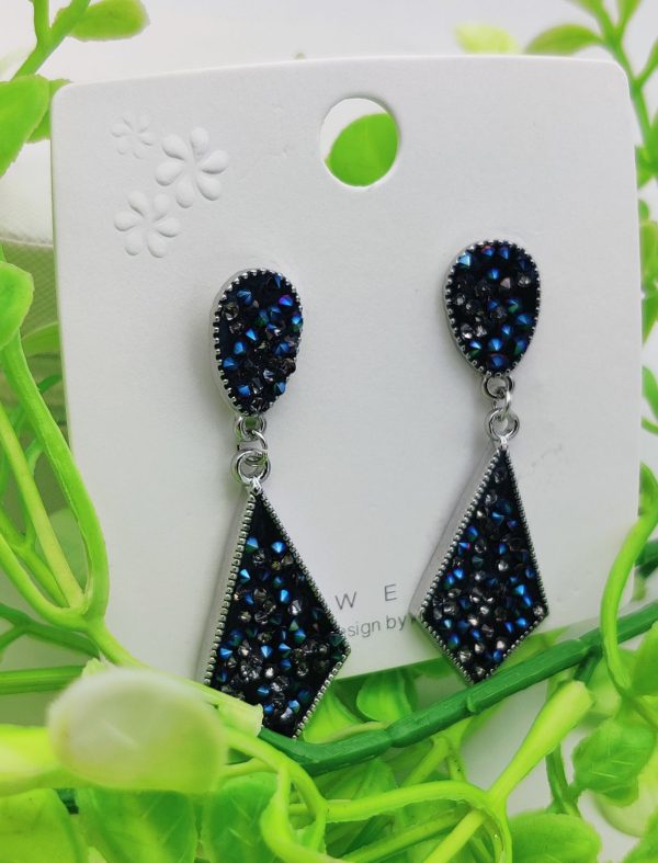 Imported Radiant Black Crystal Drop Earrings
