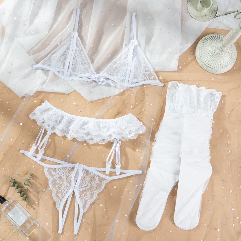 3-Piece Double Spice Bra and Crotchless G-String Set - S/M/L/XL-0