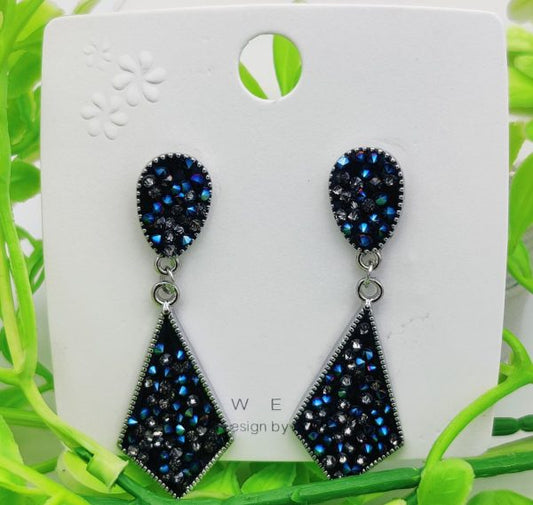 Imported Radiant Black Crystal Drop Earrings